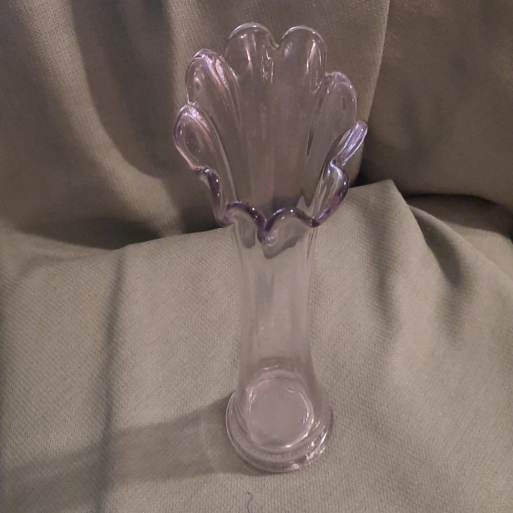 Vintage clear  thrown glass vase beautiful about 12 inches
